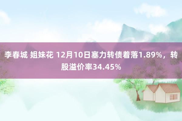 李春城 姐妹花 12月10日塞力转债着落1.89%，转股溢价率34.45%