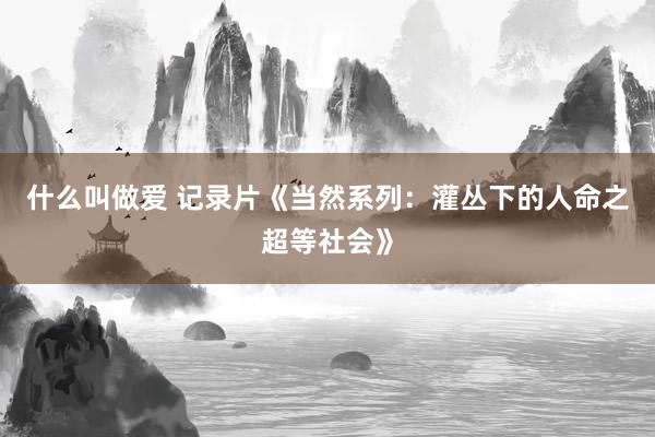 什么叫做爱 记录片《当然系列：灌丛下的人命之超等社会》
